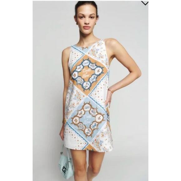 Reformation Jessi Linen Mini Dress - L'isola Di Capri Size 8 - Picture 2 of 13